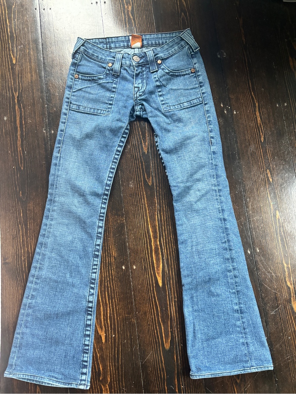 True Religion Women's Blue Flare Jeans - Mid Wash
